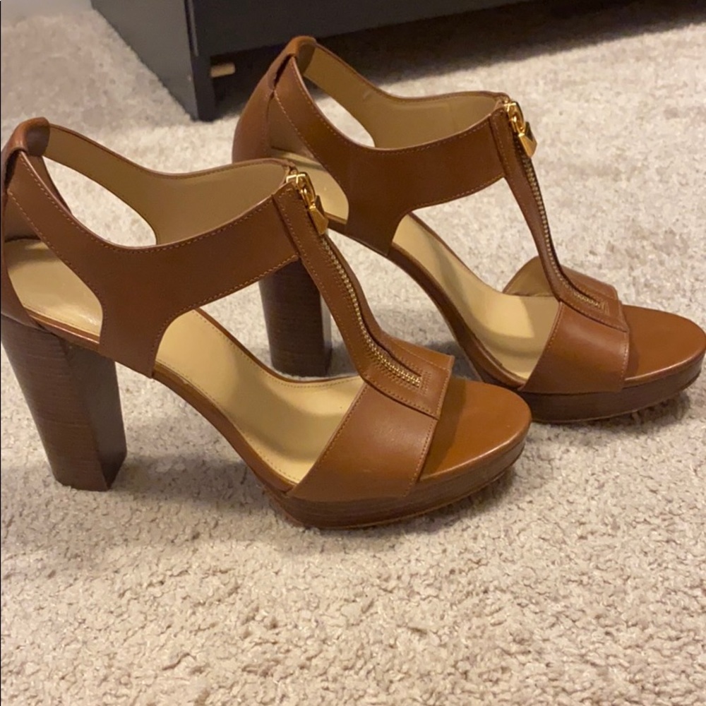 MICHAEL Michael Kors Brown Platform T-Strap Heels